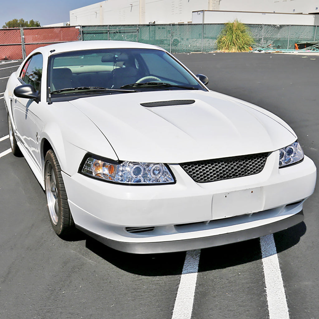 1999-2004 Ford Mustang New Edge Dual Halo Projector Headlights (Chrome Housing / Clear Lens)