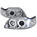 1999-2004 Ford Mustang New Edge Dual Halo Projector Headlights (Chrome Housing / Clear Lens)