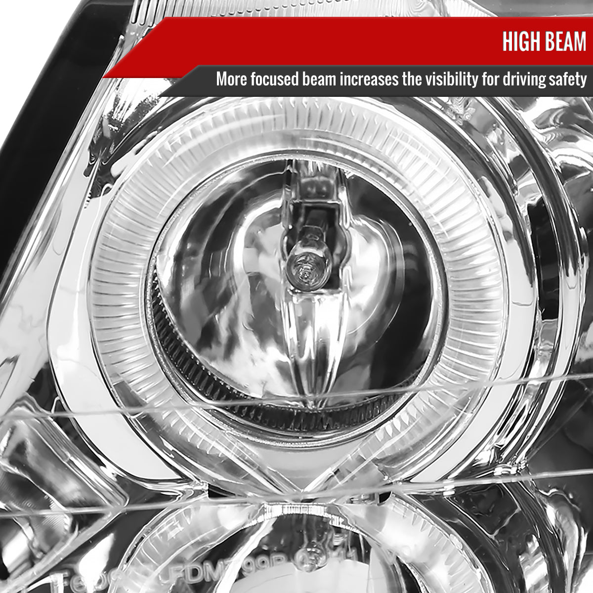 1999-2004 Ford Mustang New Edge Dual Halo V2 Projector Headlights (Chrome Housing / Clear Lens)