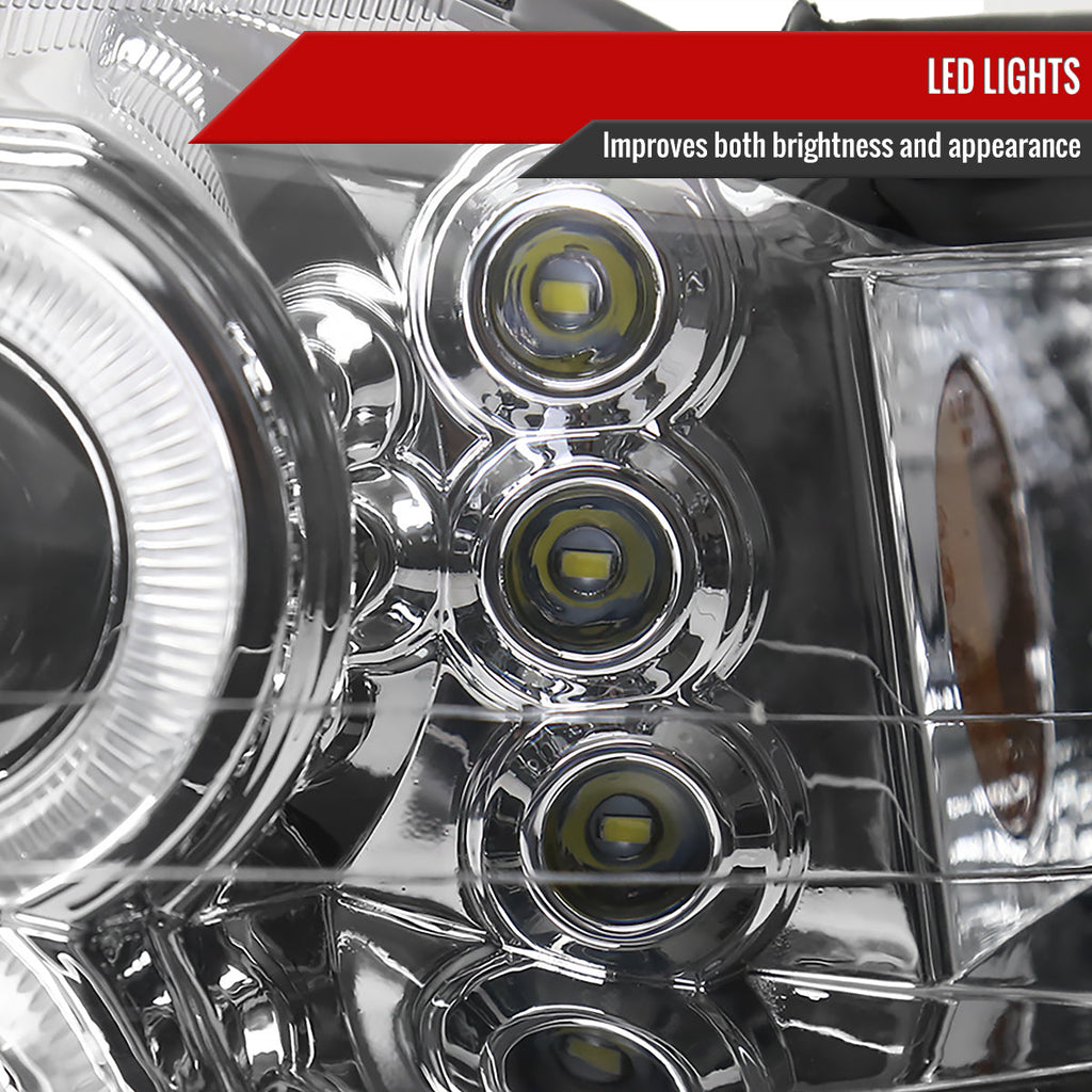 1999-2004 Ford Mustang New Edge Dual Halo V2 Projector Headlights (Chrome Housing / Clear Lens)