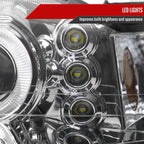 1999-2004 Ford Mustang New Edge Dual Halo V2 Projector Headlights (Chrome Housing / Clear Lens)