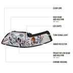 1999-2004 Ford Mustang New Edge Dual Halo V2 Projector Headlights (Chrome Housing / Clear Lens)