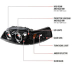 1999-2004 Ford Mustang New Edge Dual Halo Projector Headlights (Jet Black Housing / Clear Lens)