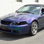 1999-2004 Ford Mustang New Edge Dual Halo Projector Headlights (Jet Black Housing / Clear Lens)