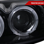 1999-2004 Ford Mustang New Edge Dual Halo Projector Headlights (Glossy Black Housing / Smoked Lens)