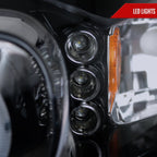 1999-2004 Ford Mustang New Edge Dual Halo Projector Headlights (Glossy Black Housing / Smoked Lens)