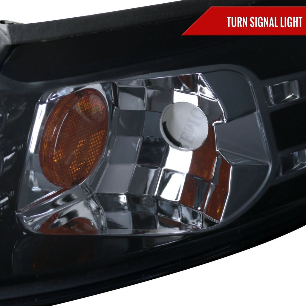1999-2004 Ford Mustang New Edge Dual Halo Projector Headlights (Glossy Black Housing / Smoked Lens)