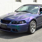 1999-2004 Ford Mustang New Edge Dual Halo Projector Headlights (Glossy Black Housing / Smoked Lens)