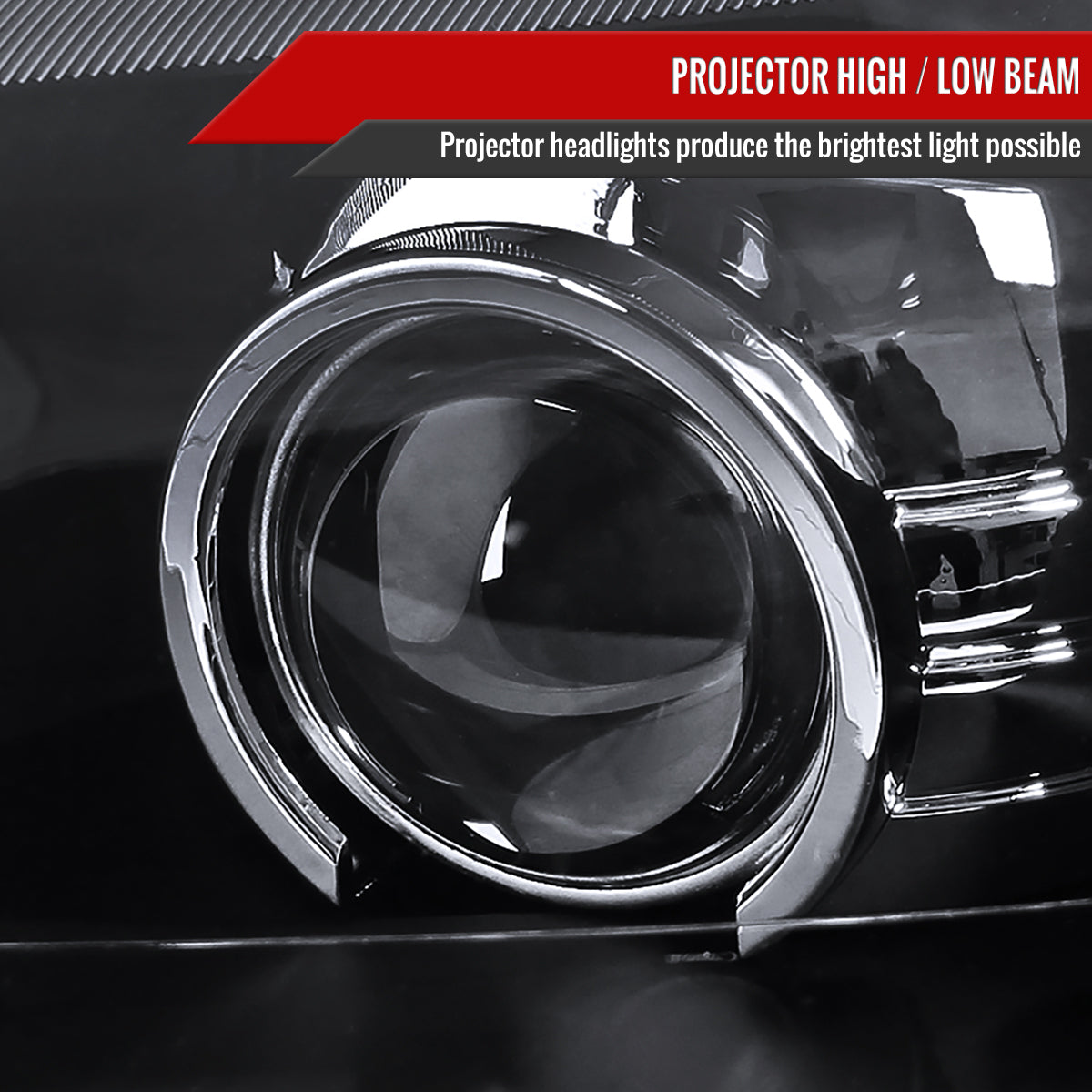 1999-2004 Ford Mustang New Edge Projector Headlights w/ Amber Reflectors (Matte Black Housing / Clear Lens)