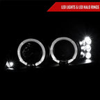 1999-2004 Ford Mustang New Edge Dual Halo Projector Headlights (Matte Black Housing / Clear Lens)