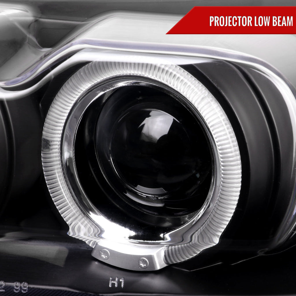 1999-2004 Ford Mustang New Edge Dual Halo Projector Headlights (Matte Black Housing / Clear Lens)