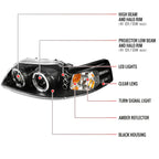 1999-2004 Ford Mustang New Edge Dual Halo Projector Headlights (Matte Black Housing / Clear Lens)