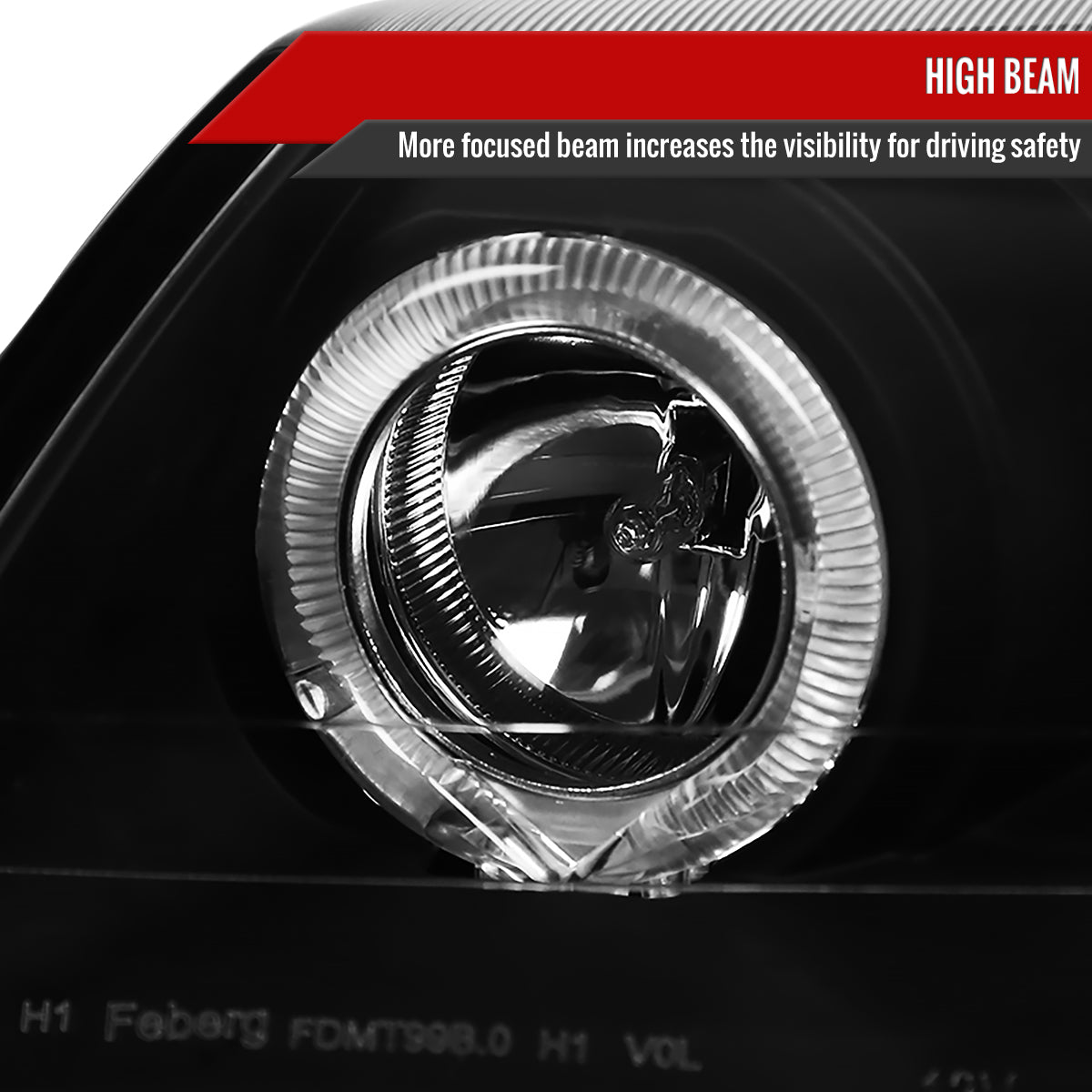 1999-2004 Ford Mustang New Edge Dual Halo V2 Projector Headlights (Matte Black Housing / Clear Lens)