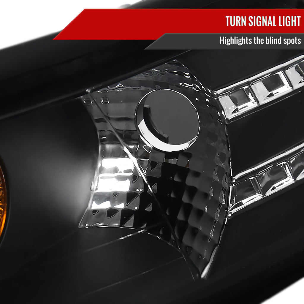 1999-2004 Ford Mustang New Edge Dual Halo V2 Projector Headlights (Matte Black Housing / Clear Lens)