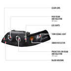 1999-2004 Ford Mustang New Edge Dual Halo V2 Projector Headlights (Matte Black Housing / Clear Lens)