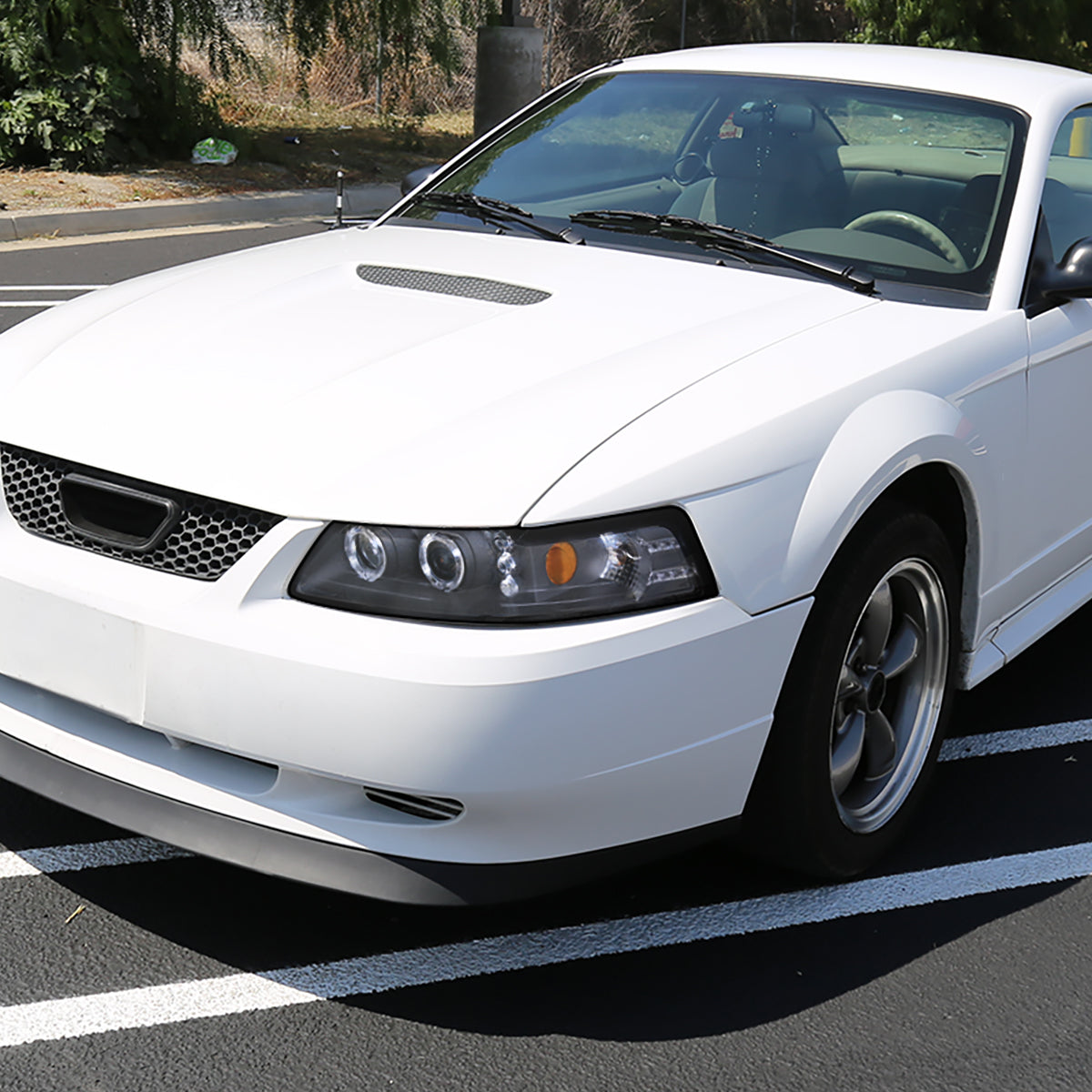 1999-2004 Ford Mustang New Edge Dual Halo V2 Projector Headlights (Matte Black Housing / Clear Lens)