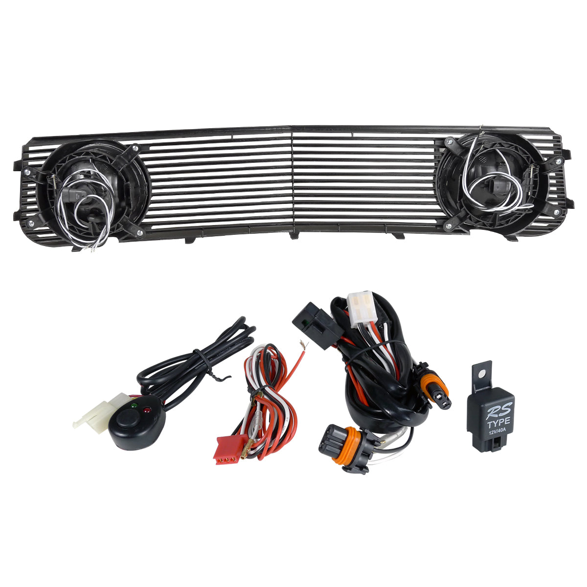 2005-2009 Ford Mustang S197 V6 Black ABS Grille w/ Dual H10 Fog Lights