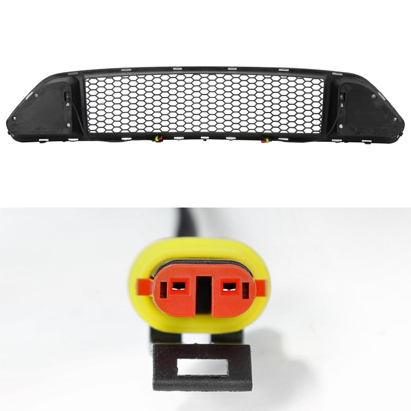 2015-2017 Ford Mustang S550 Black ABS Mesh Grille w/ Dual Integrated LED Bar