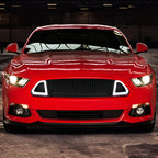 2015-2017 Ford Mustang S550 Black ABS Mesh Grille w/ Dual Integrated LED Bar