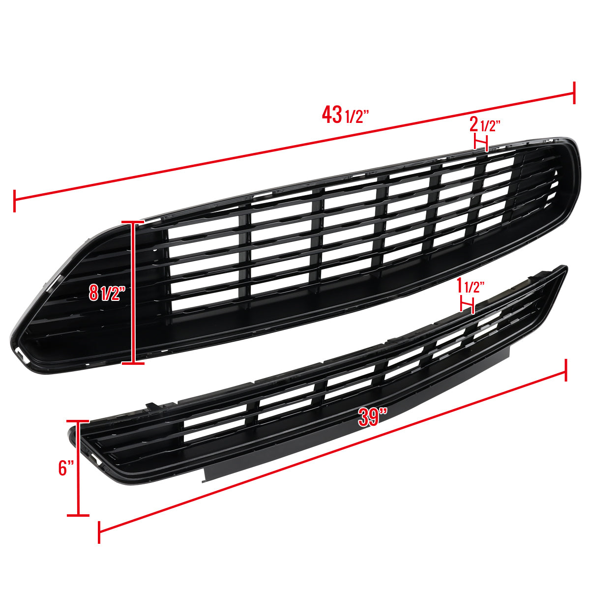 2015-2017 Ford Mustang S550 Black ABS California Edition Style Upper & Lower Grille - 2PC