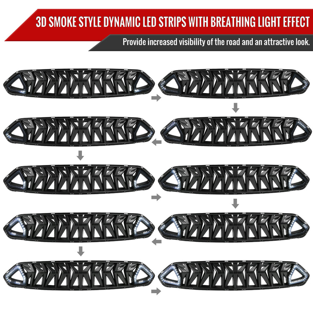 2018-2023 Ford Mustang S550 Shark Style Hood Grille w/ Sequential LED Turn Signal Lights