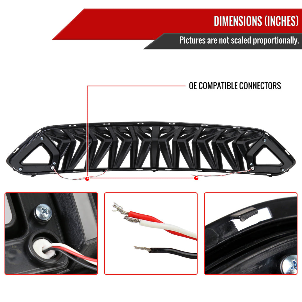 2018-2023 Ford Mustang S550 Shark Style Hood Grille w/ Sequential LED Turn Signal Lights