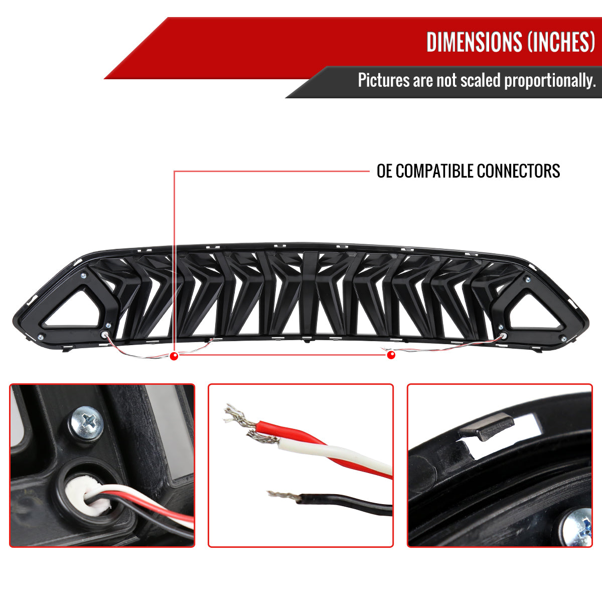 2018-2023 Ford Mustang S550 Shark Style Hood Grille w/ Sequential LED Turn Signal Lights