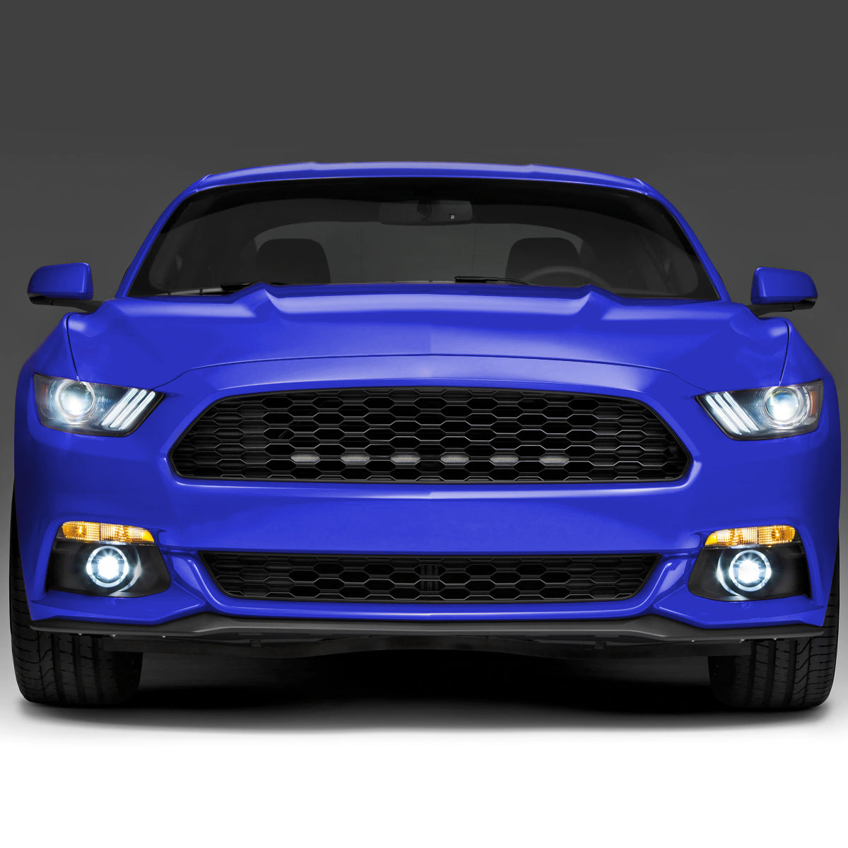 2015-2017 Ford Mustang S550 Front Grille LED Driving Lights - 6PC (Chrome Housing / Clear Lens)