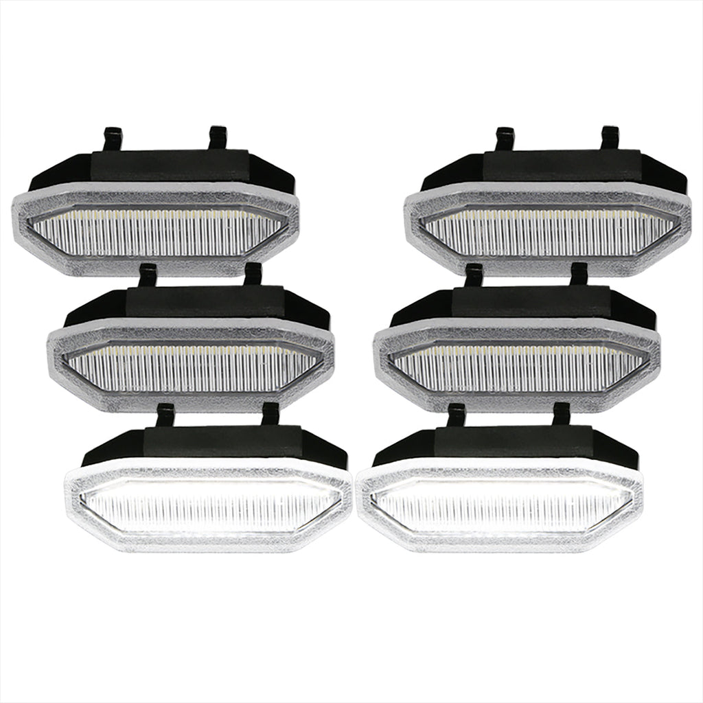 2015-2017 Ford Mustang S550 Front Grille LED Driving Lights - 6PC (Chrome Housing / Clear Lens)