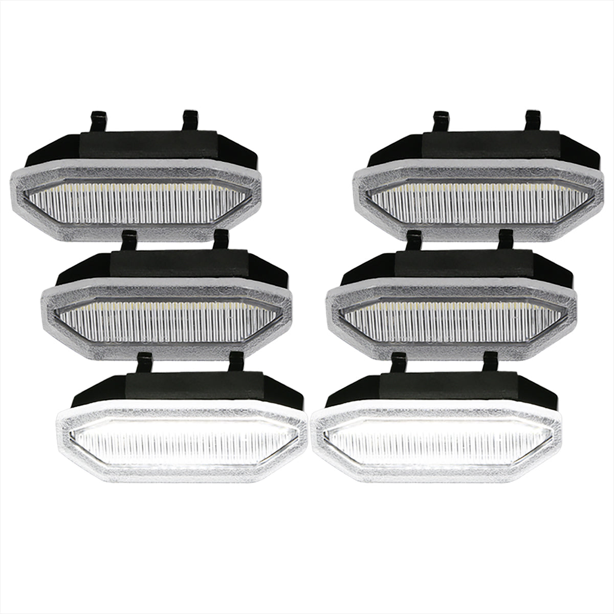 2015-2017 Ford Mustang S550 Front Grille LED Driving Lights - 6PC (Chrome Housing / Clear Lens)