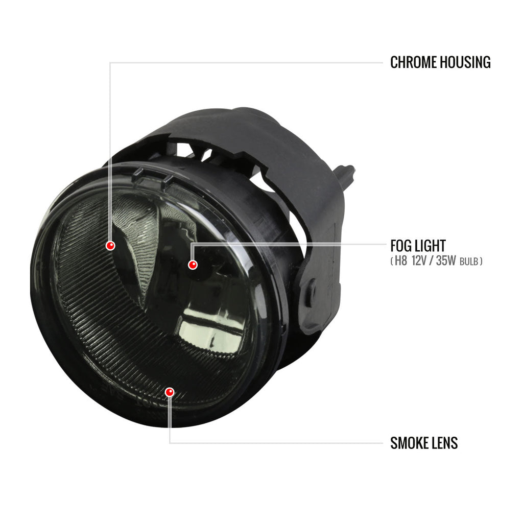 2005-2009 Dodge Caravan/Charger Chrysler Pacifica H8 Fog Lights Kit (Chrome Housing / Smoked Lens)