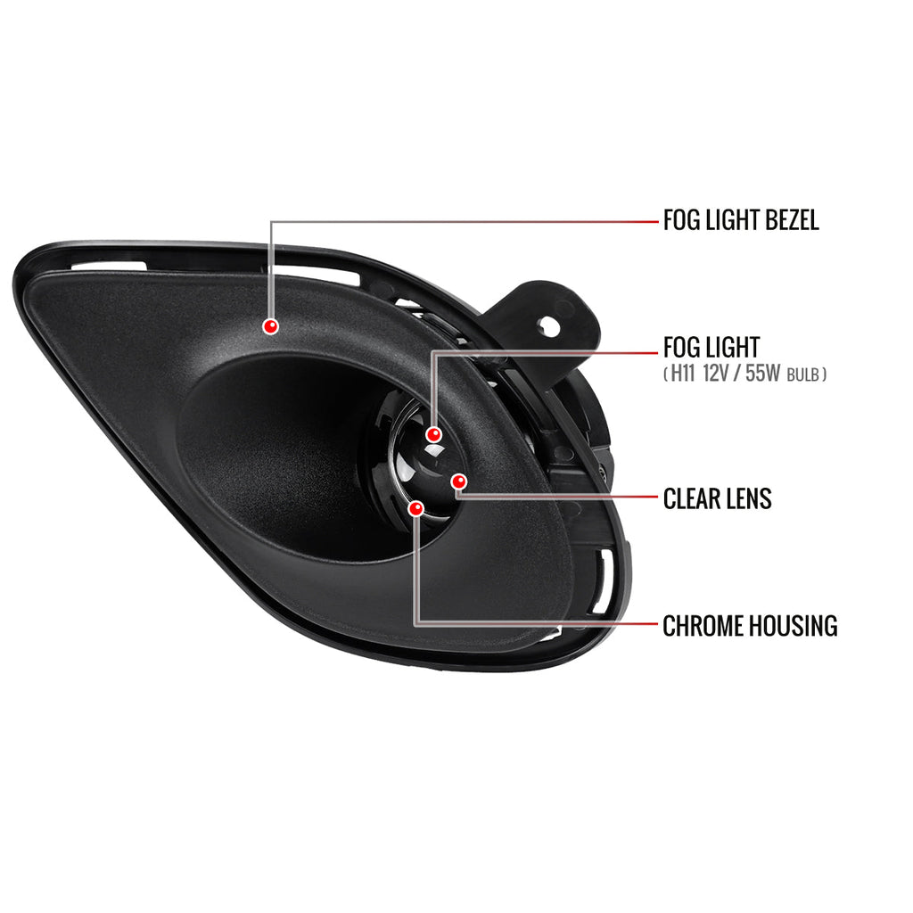 2015-2020 Dodge Charger LD H11 Projector Fog Lights Kit (Chrome Housing / Clear Lens)