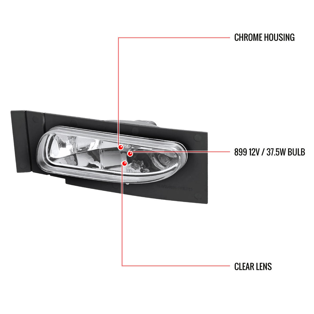 1994-1998 Ford Mustang SN95 V6 899 Fog Lights Kit (Chrome Housing / Clear Lens)