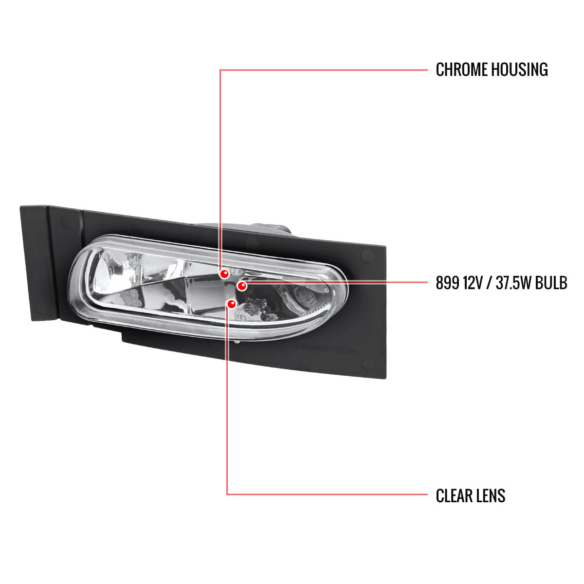 1994-1998 Ford Mustang SN95 V6 899 Fog Lights Kit (Chrome Housing / Clear Lens)