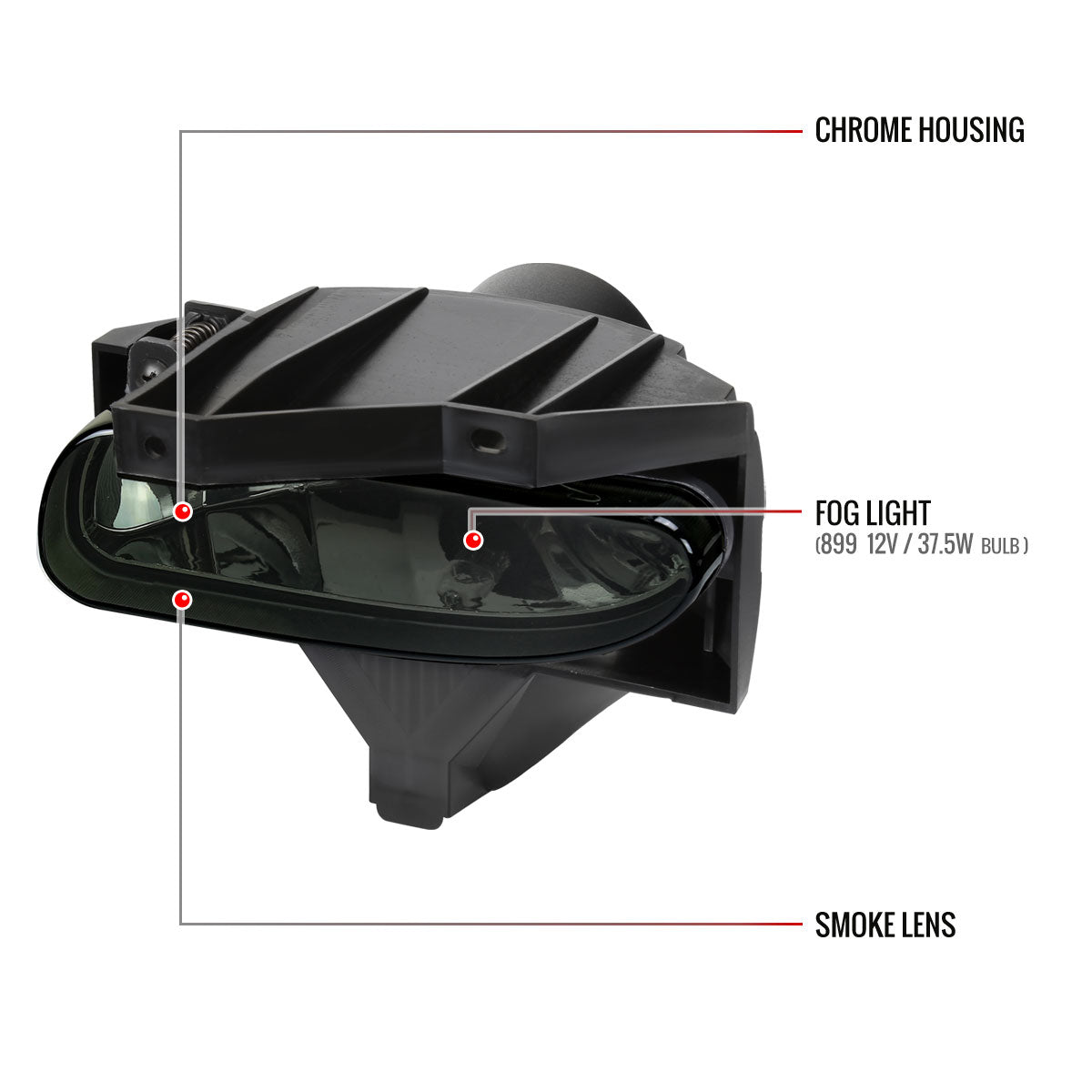 1999-2004 Ford Mustang New Edge 899 Fog Lights Kit w/ Switch & Wiring Harness (Chrome Housing / Smoked Lens)