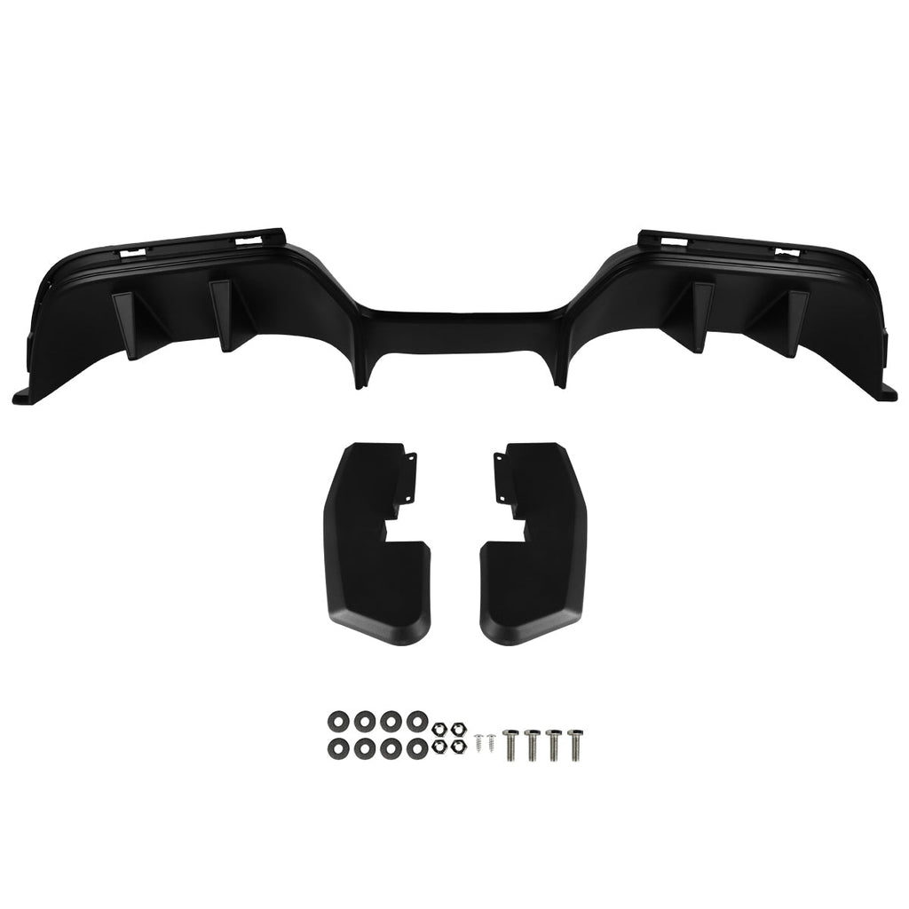 2015-2017 Ford Mustang S550 Premium Black ABS R Style Rear Diffuser w/ Side Valance Panels