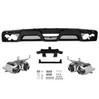 2015-2017 Ford Mustang S550 Black Polypropylene GT350 Style Rear Diffuser w/ Dual Stainless Steel Muffler Tips