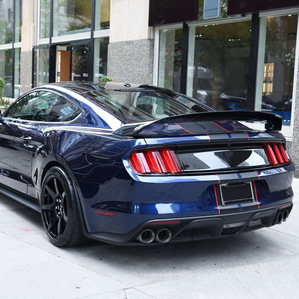 2015-2017 Ford Mustang S550 Black Polypropylene GT350 Style Rear Diffuser w/ Dual Stainless Steel Muffler Tips