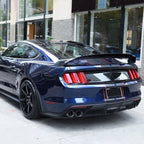 2015-2017 Ford Mustang S550 Black Polypropylene GT350 Style Rear Diffuser w/ Dual Stainless Steel Muffler Tips