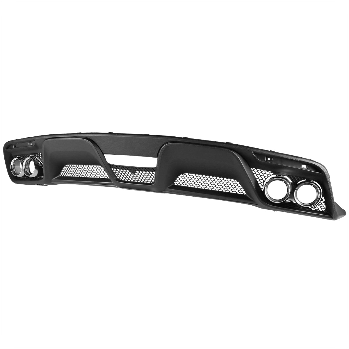 2015-2017 Ford Mustang S550 Black Polypropylene GT350 Style Rear Diffuser w/ Dual Stainless Steel Muffler Tips