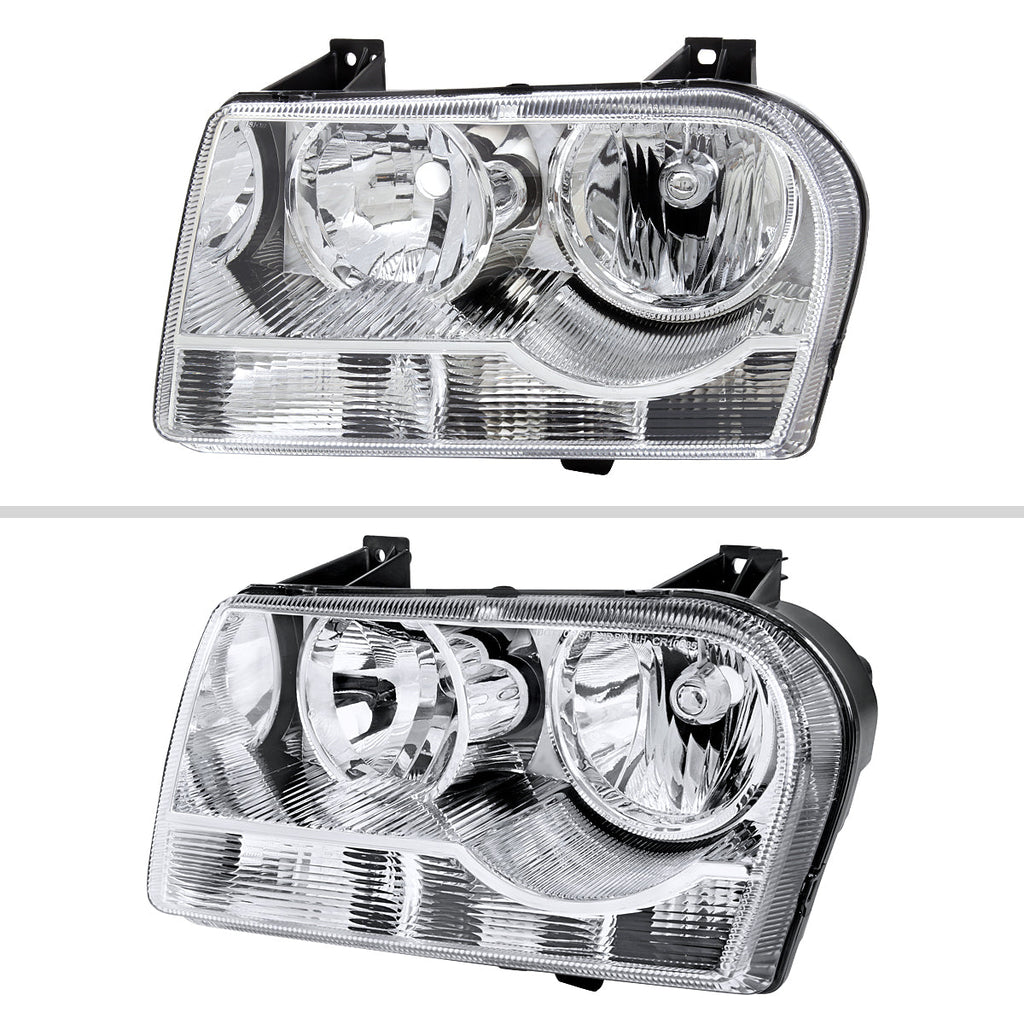 2005-2010 Chrysler 300 Factory Style Headlights (Chrome Housing / Clear Lens)
