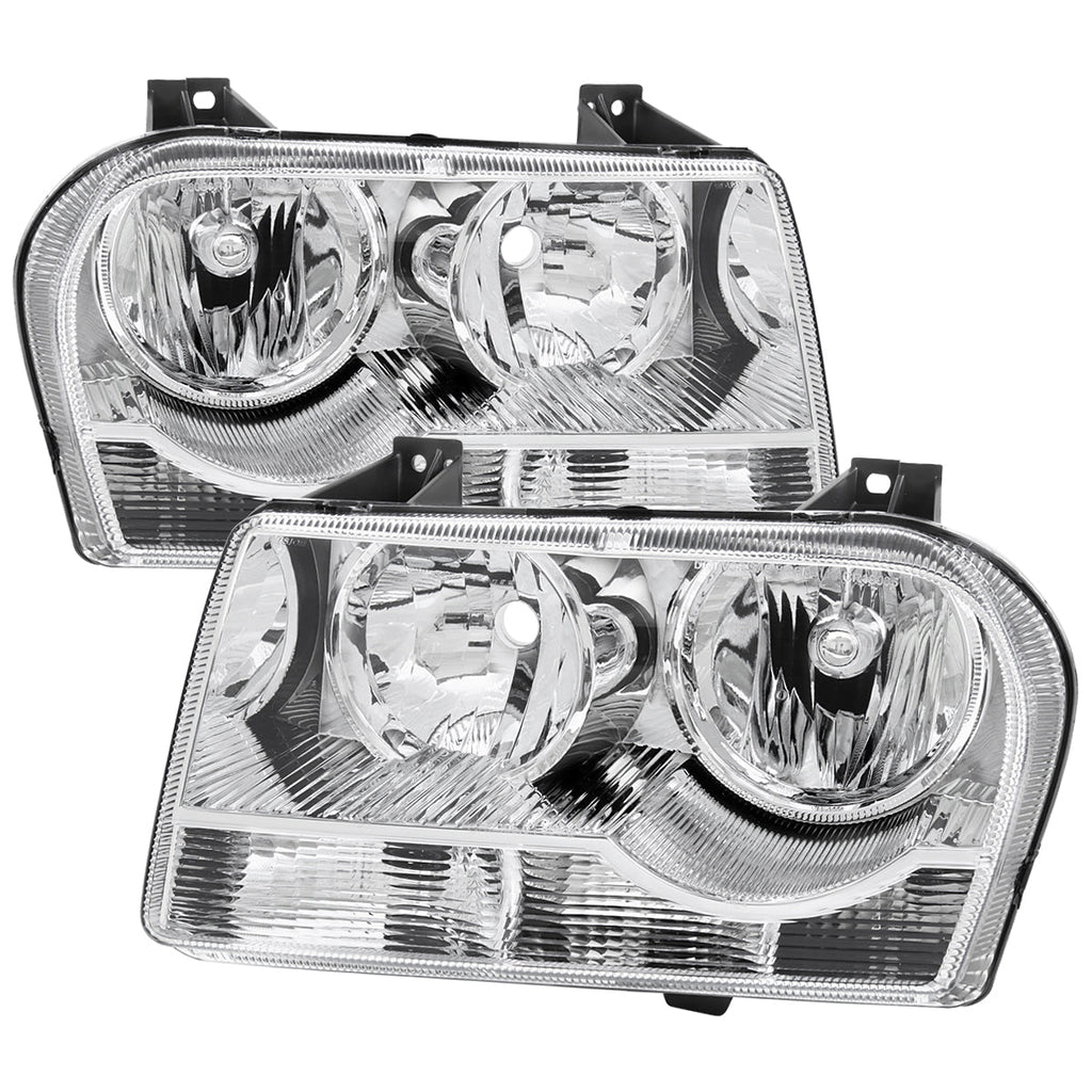2005-2010 Chrysler 300 Factory Style Headlights (Chrome Housing / Clear Lens)