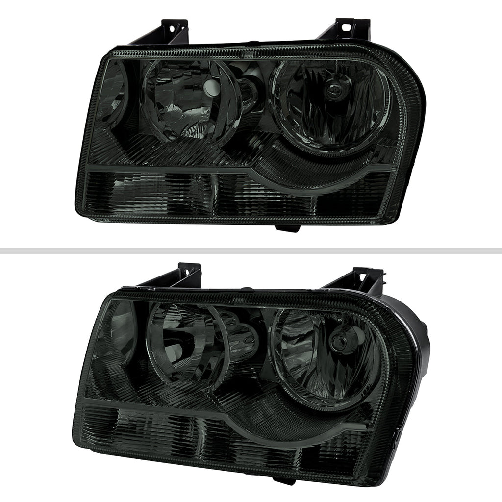 2005-2010 Chrysler 300 Factory Style Headlights (Chrome Housing / Smoked Lens)