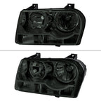 2005-2010 Chrysler 300 Factory Style Headlights (Chrome Housing / Smoked Lens)