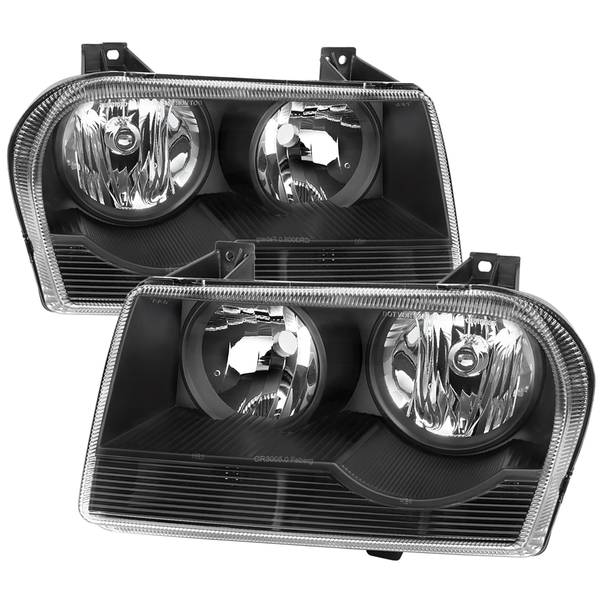 2005-2010 Chrysler 300 Factory Style Headlights (Matte Black Housing / Clear Lens)