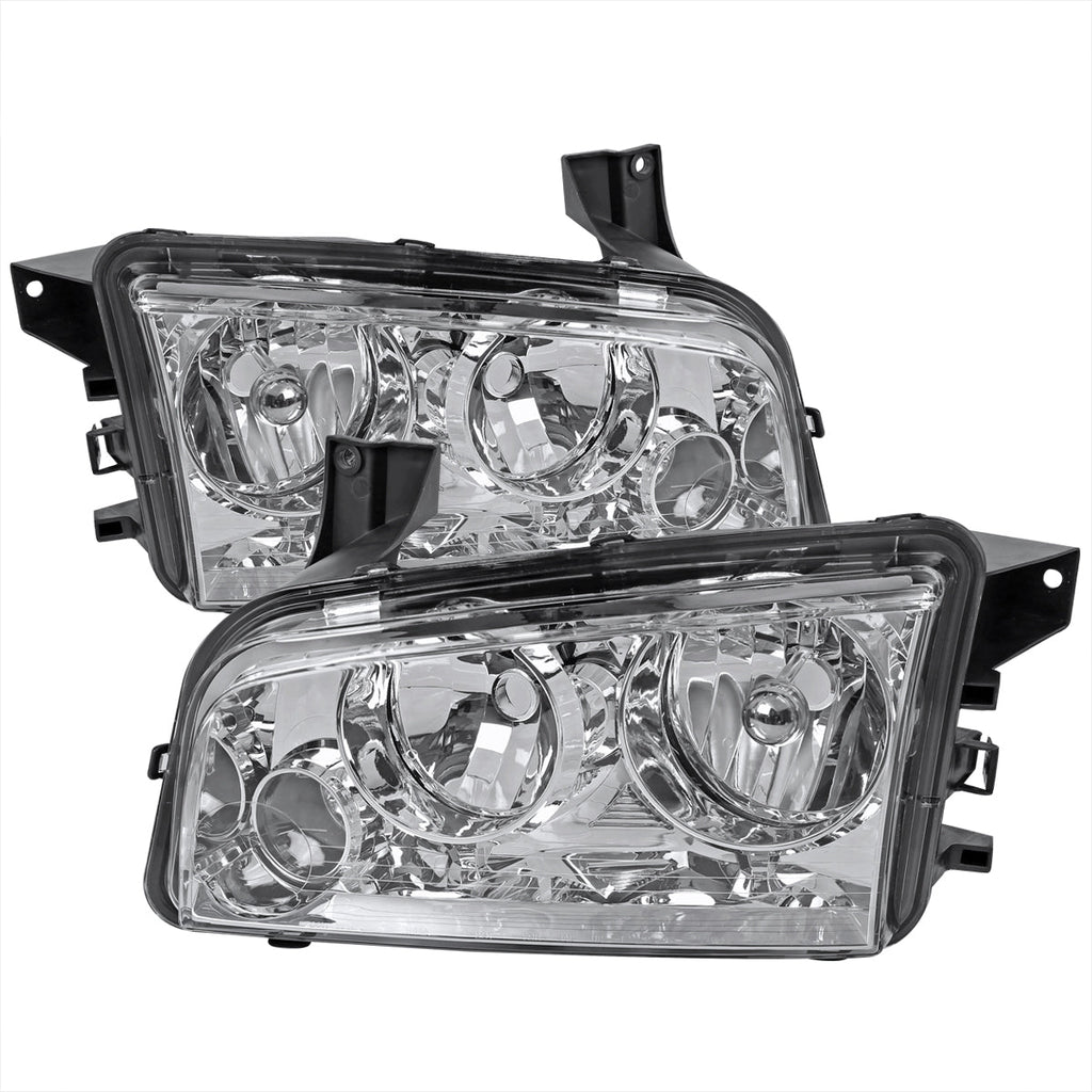2006-2010 Dodge Charger LX Factory Style Headlights (Chrome Housing / Clear Lens)