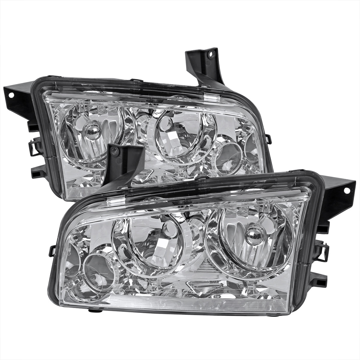 2006-2010 Dodge Charger LX Factory Style Headlights (Chrome Housing / Clear Lens)