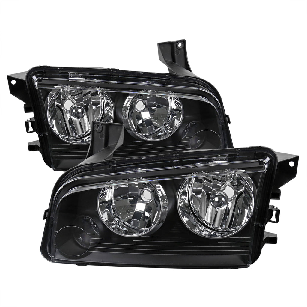 2006-2010 Dodge Charger LX Factory Style Headlights (Matte Black Housing / Clear Lens)