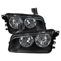 2006-2010 Dodge Charger LX Factory Style Headlights (Matte Black Housing / Clear Lens)