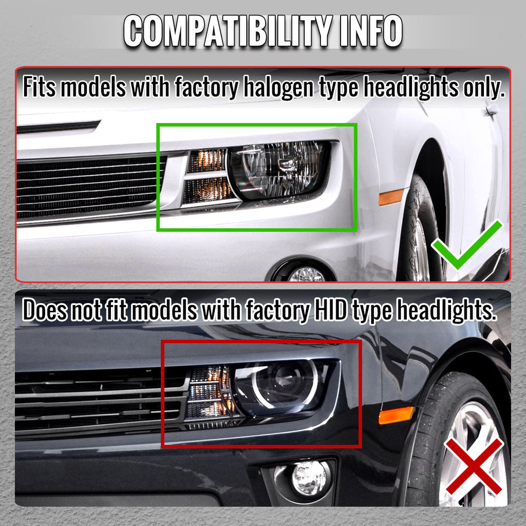 2010-2013 Chevrolet Camaro 5th Gen Factory Style Halogen Headlights (Chrome Housing / Clear Lens)